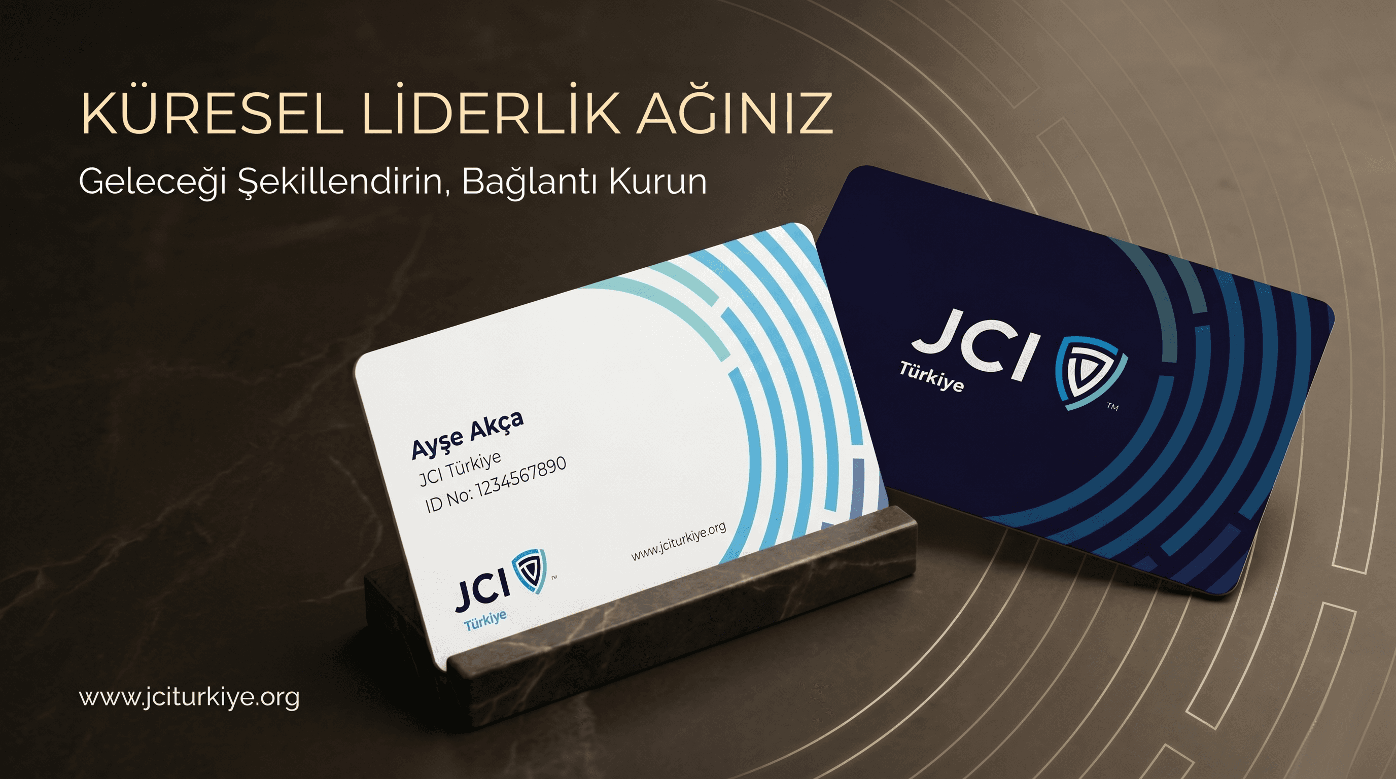 JCI Türkiye NFC Kartvizit — iki kart önizleme